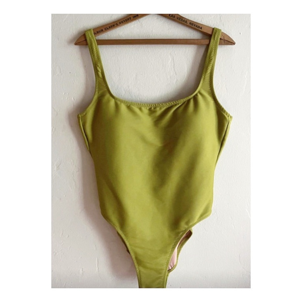 J. Crew Women's Ribbed Squareneck One-Piece Swimsuit in Sol Chartreuse size 12